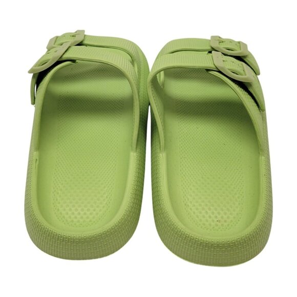 LIME GREEN Womans Beach Shower Shoes Slipper SOFT Slide Mule Slip On Bath size M - Picture 4 of 7